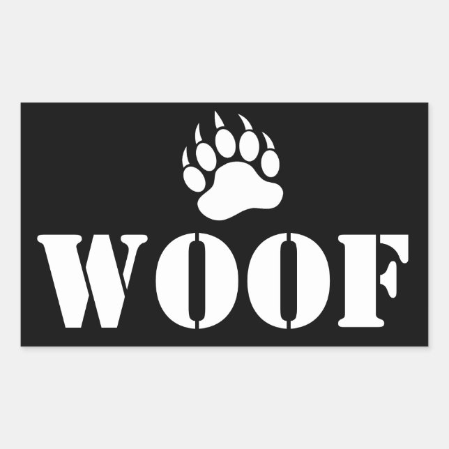 Pegatina Rectangular woof Bear Paw (Anverso)