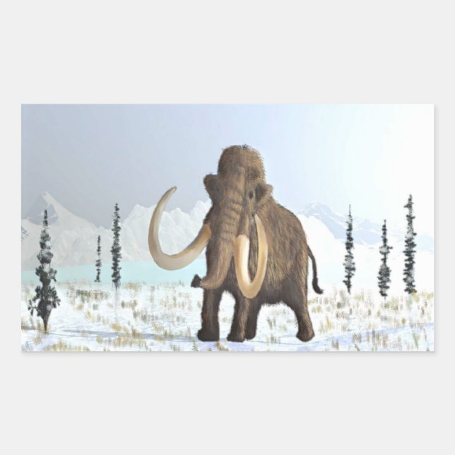 Pegatina Rectangular Wooly Mammoth (Anverso)