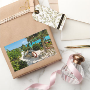 Pegatina Rectangular Wreck De Barco En La Playa