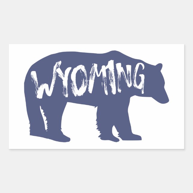 Pegatina Rectangular Wyoming Bear (Anverso)