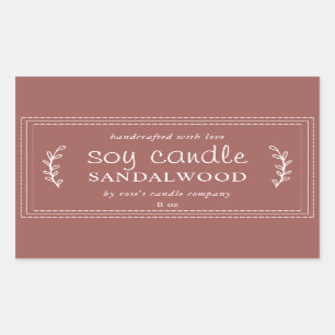 Pegatina Rectangular XL Vela de Soja Casera Follaje Púrpura Personaliza