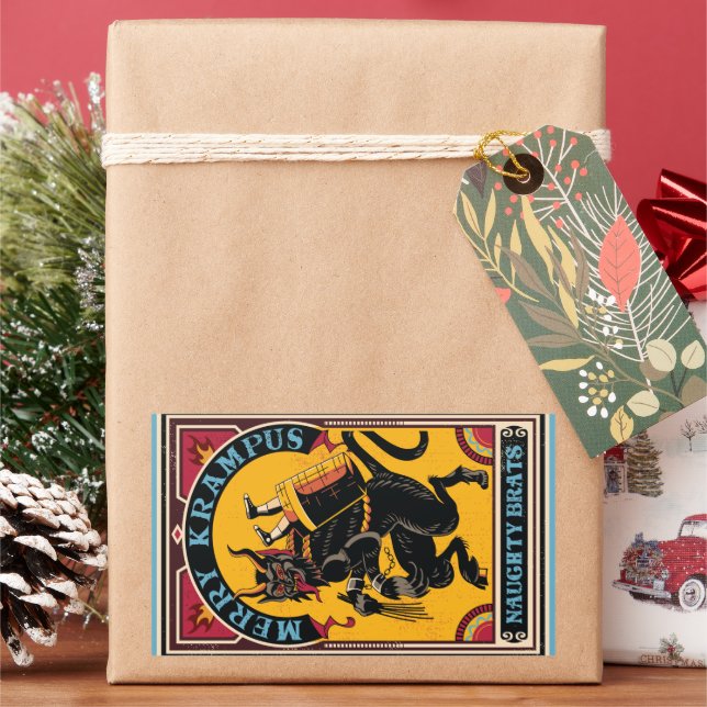 Pegatina Rectangular Xmas Merry Krampus Naughty Brats Circus Poster (Vacaciones)