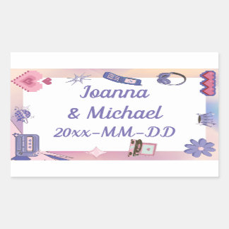 Pegatina Rectangular Y2K Pink Purple 2000 Retro Tech Geek Love Boda