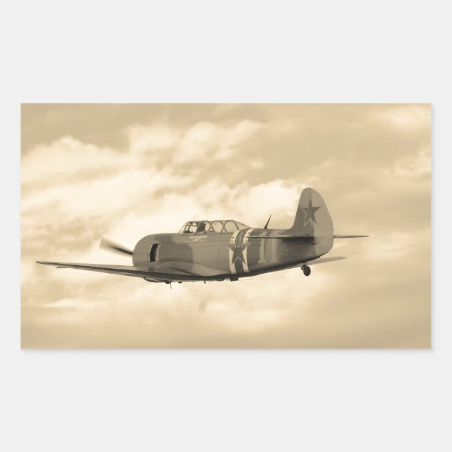 Pegatina Rectangular Yak 11 en vuelo (Anverso)