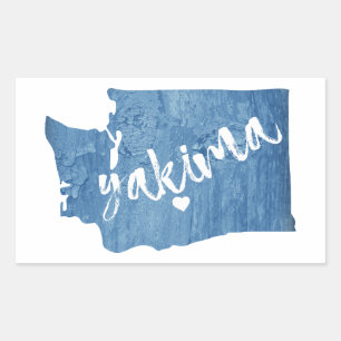 Pegatina Rectangular Yakima Washington Wood Grain