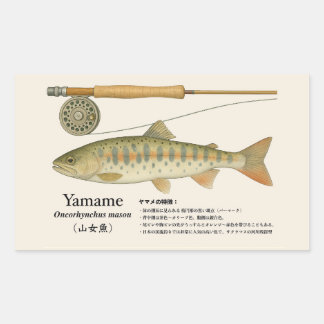 Pegatina Rectangular Yamame (Oncorhynchus masou) – Fish Illust
