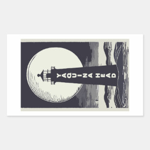 Pegatina Rectangular Yaquina Head Lighthouse Oregon Moon