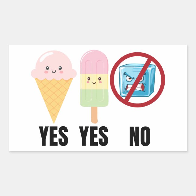 Pegatina Rectangular Yes To Ice Cream, No To ICE (Anverso)