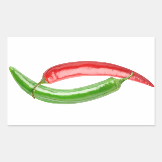 Pegatina Rectangular Yin y Yang chili peppers (Anverso)