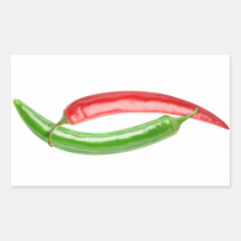 Pegatina Rectangular Yin y Yang chili peppers