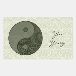 Pegatina Rectangular Yin Yang Sage Green