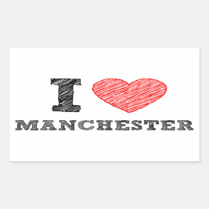 Pegatina Rectangular Yo-amor-Manchester