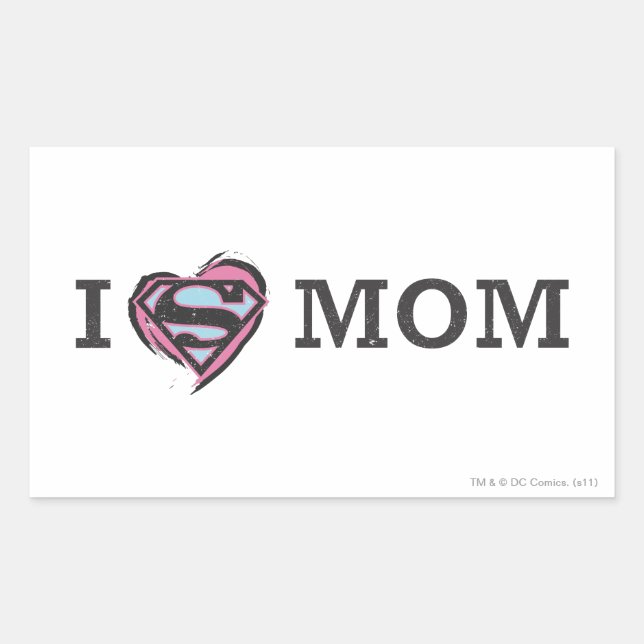 Pegatina Rectangular Yo corazón a mamá (Anverso)