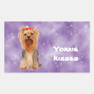 Pegatina Rectangular Yorkshire Terrier - Yorkie Kisses