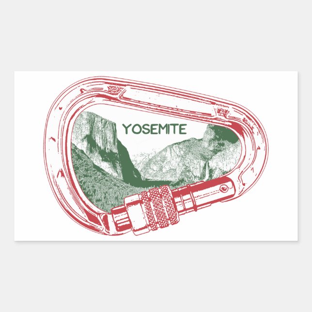 Pegatina Rectangular Yosemite Climbing Carabiner (Anverso)