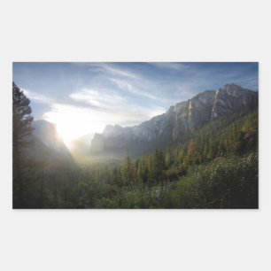 Pegatina Rectangular Yosemite Valley Sunrise desde el punto de inspirac
