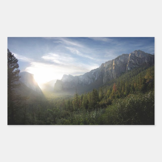 Pegatina Rectangular Yosemite Valley Sunrise desde el punto de inspirac (Anverso)