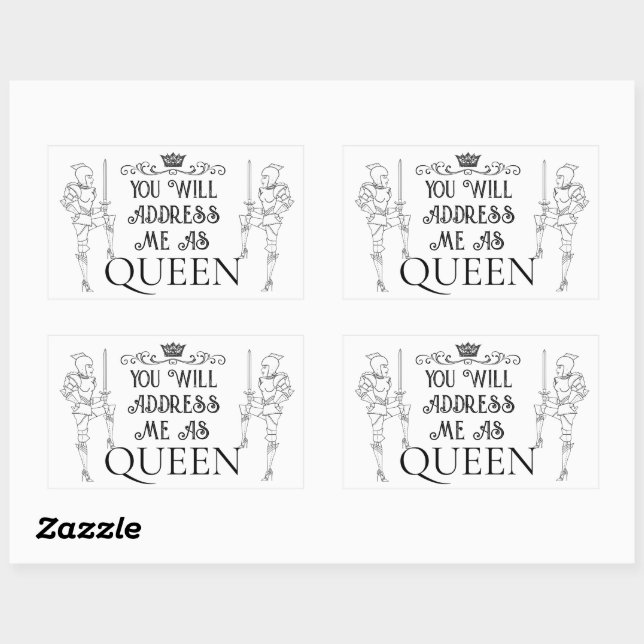 Pegatina Rectangular You Will Address Me As ‘QUEEN’ (Hoja)