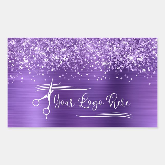 Pegatina Rectangular Your Logo Glittery Amethyst Glam (Anverso)