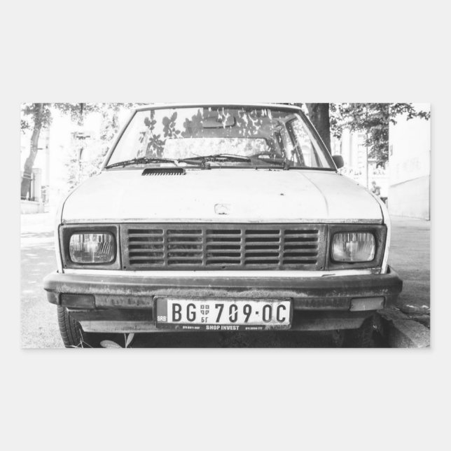 Pegatina Rectangular Yugo, viejo auto yugoslavo (Anverso)