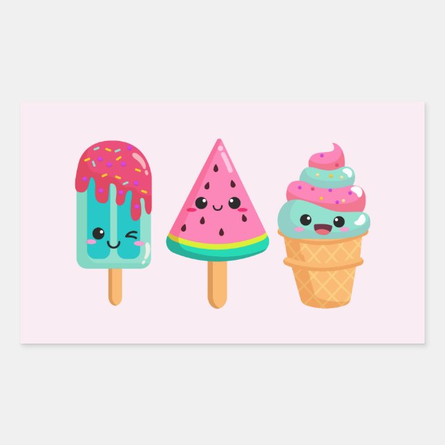 Pegatina Rectangular Yummy Ice Cream Triam Summer Vibe (Anverso)