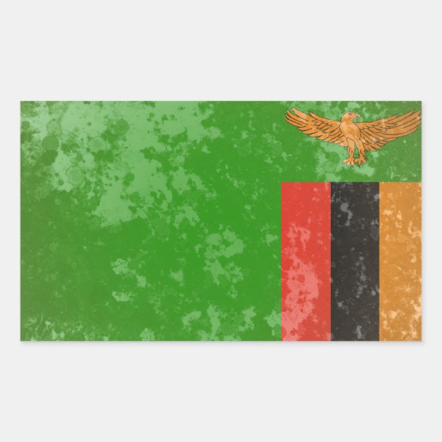 Pegatina Rectangular Zambia (Anverso)