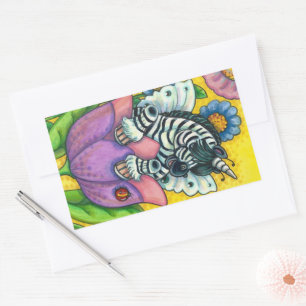 Pegatina Rectangular ZEBO WHIMSYNICKER, Fantasía UNICORN DE ZEBRA