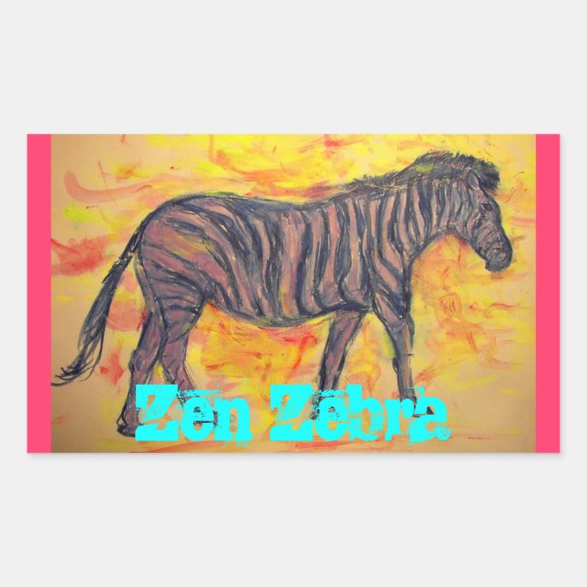 Pegatina Rectangular Zen Zebra (Anverso)