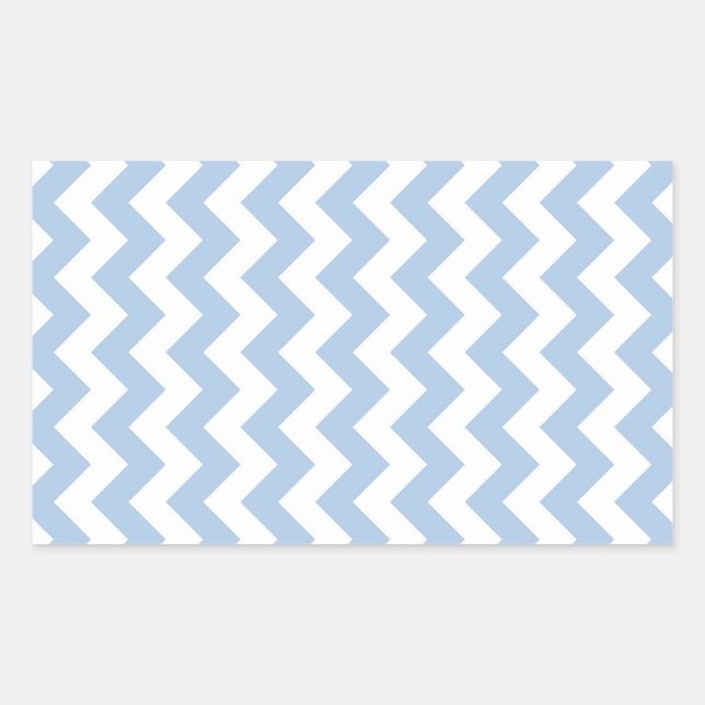 Pegatina Rectangular Zigzag azul claro y blanco (Anverso)