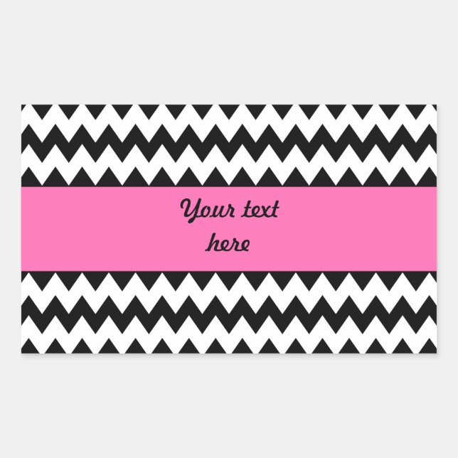 Pegatina Rectangular Zigzag blanco y negro personalizado (Anverso)
