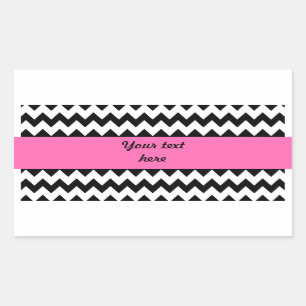 Pegatina Rectangular Zigzag blanco y negro personalizado