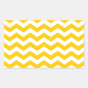 Pegatina Rectangular Zigzag dorado y blanco