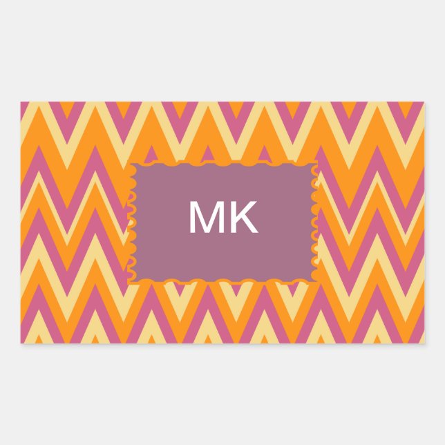 Pegatina Rectangular ZigZag tribal azteca (Anverso)