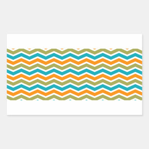 Pegatina Rectangular Zigzag tribal vibrante del pavo real