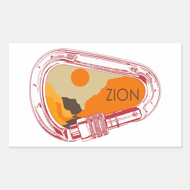 Pegatina Rectangular Zion Climbing Carabiner (Anverso)