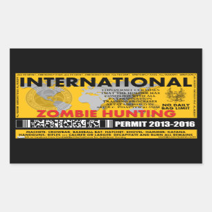 Pegatina Rectangular Zombie Hung Permit International
