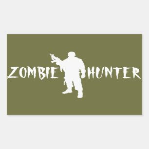 PEGATINA RECTANGULAR ZOMBIE HUNTER