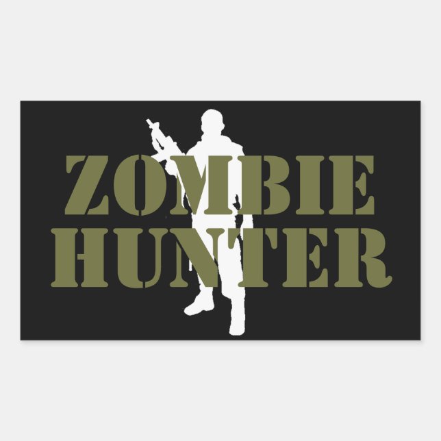PEGATINA RECTANGULAR ZOMBIE - ZOMBIE HUNTER (Anverso)