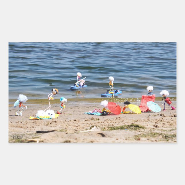Pegatina Rectangular Zomer op het strand met de Fubby's  (Anverso)