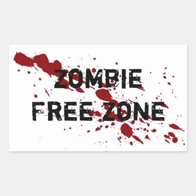 Pegatina Rectangular Zona libre de Zombie (Anverso)
