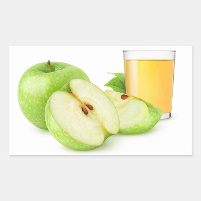 Pegatina Rectangular Zumo de manzanas verdes (Anverso)