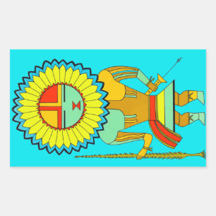 Pegatina Rectangular Zuni Man Sunface