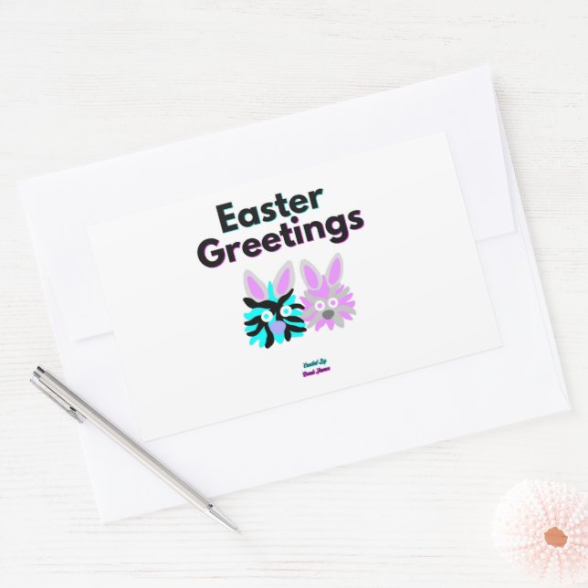 Pegatina Rectángulo de Bunny Fuzzies (Sobre)