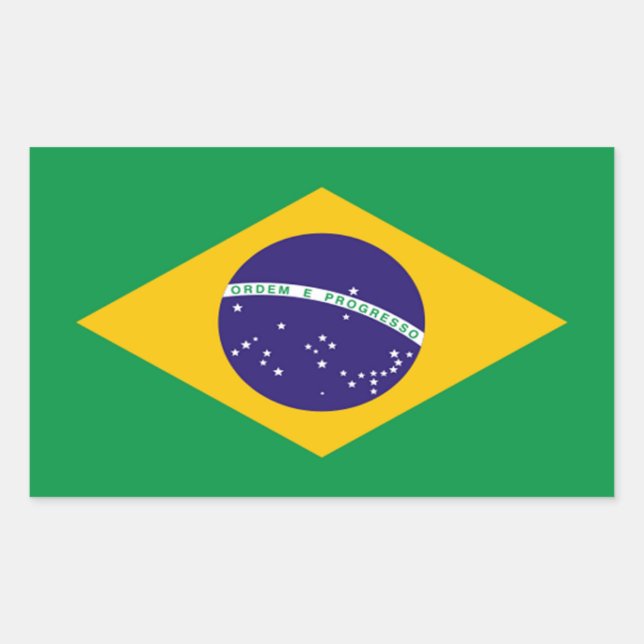 Pegatina Rectángulo de la Bandera de Brasil (Anverso)