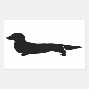 Pegatina Rectángulo de pelo largo Dachshund