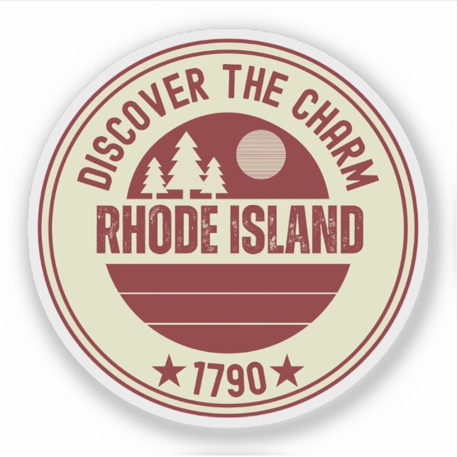 Pegatina Recuerdo de Rhode Island - Regalo del Estado de RI (Anverso)
