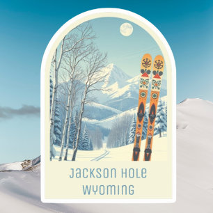 Pegatina Recuerdo de vacaciones de esquí en Jackson Hole Wy