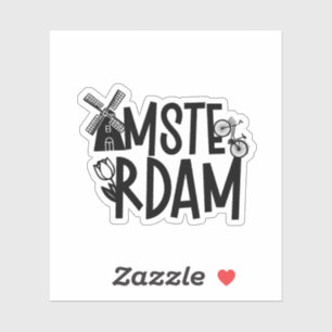 Pegatina Recuerdo de viaje Amsterdam Países Bajos