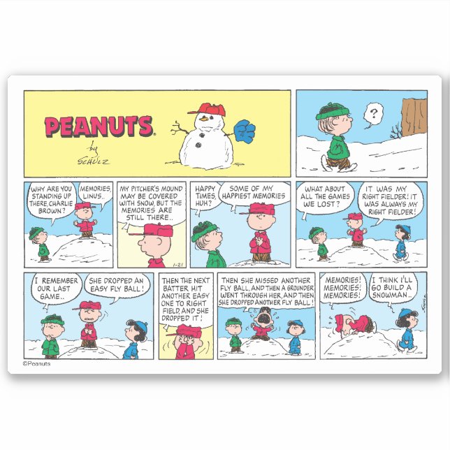 Pegatina Recuerdos de béisbol de Charlie Brown (Anverso)