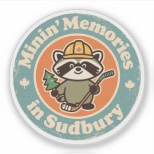 Pegatina Recuerdos Mineros de Sudbury Ontario Antiguo